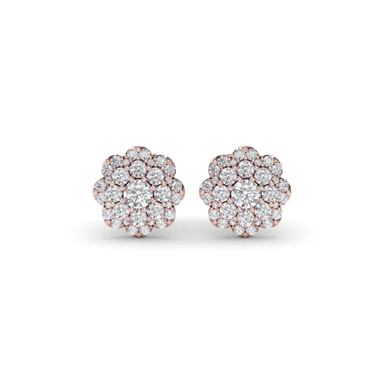 Floral Diamond Stud Earrings