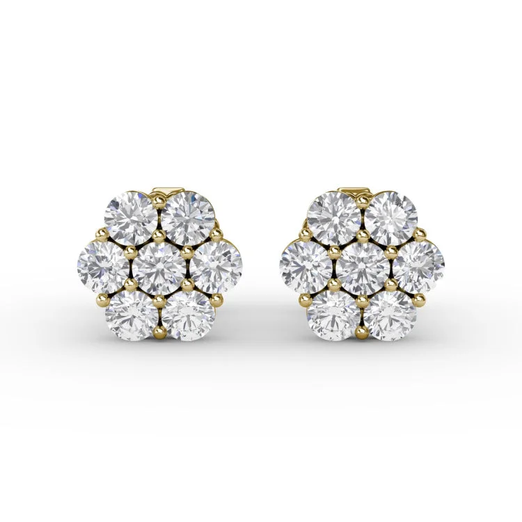 Floral Diamond Stud Earrings