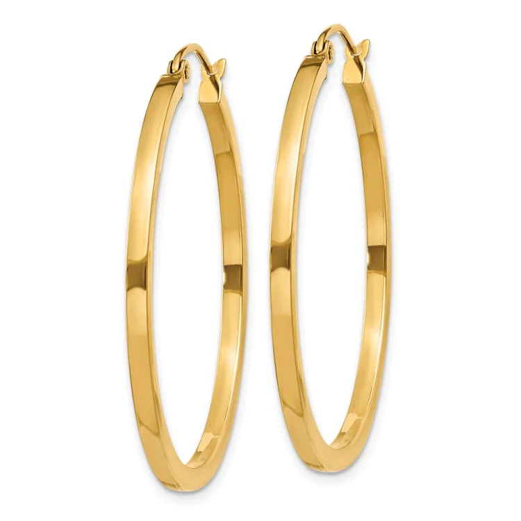 14k 2mm Square Tube Hoop Earrings