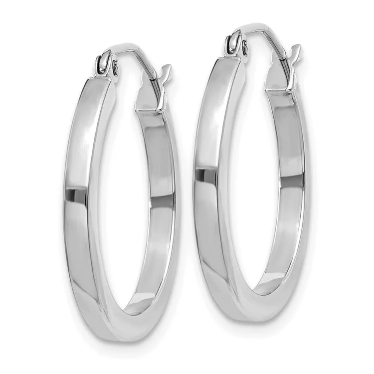 14k White Gold 2mm Square Tube Hoops