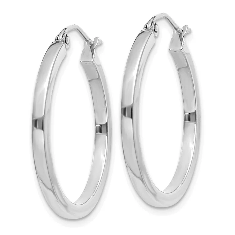 14k White Gold 2mm Square Tube Hoops