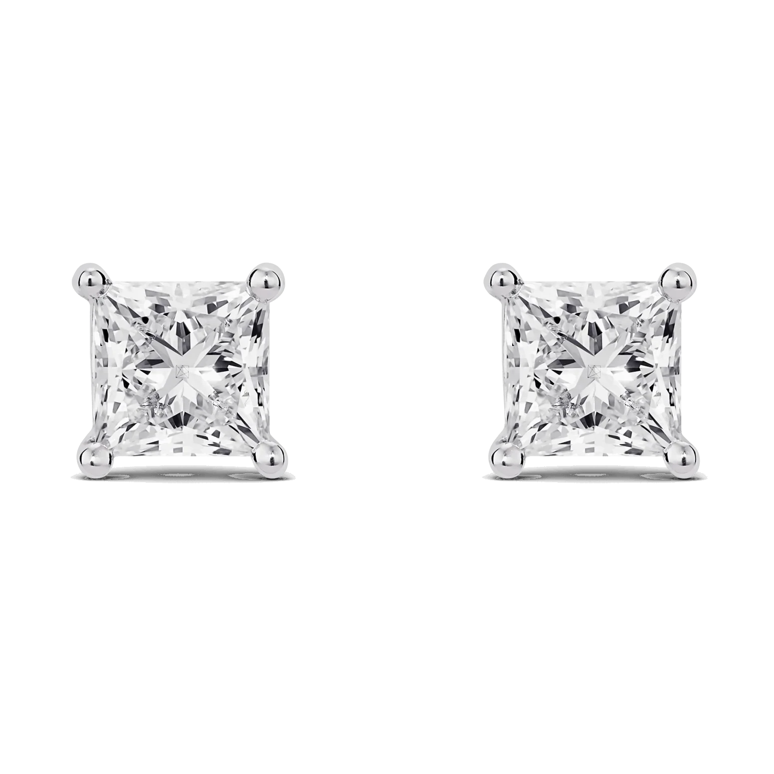 LIGHTBOX Lab-Grown Diamond 2 CT Solitaire Princess Earrings with White Diamond