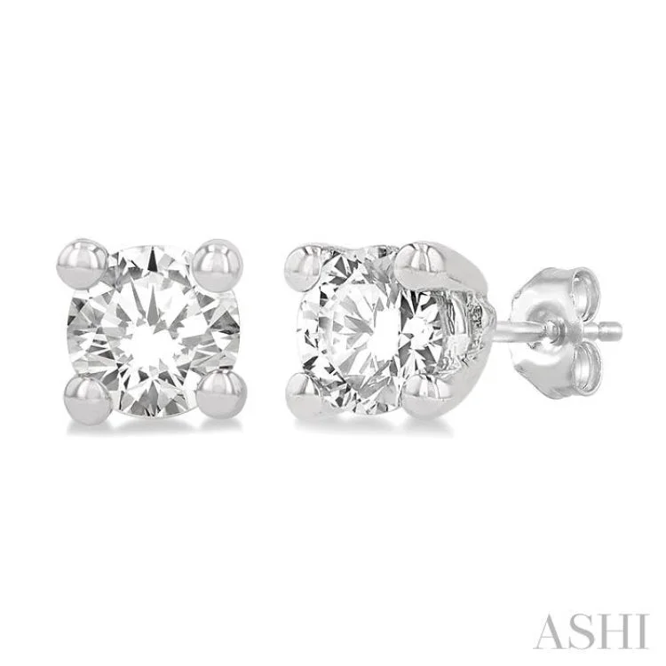 1/20 ctw Round Cut Diamond Stud Earring in 14K White Gold