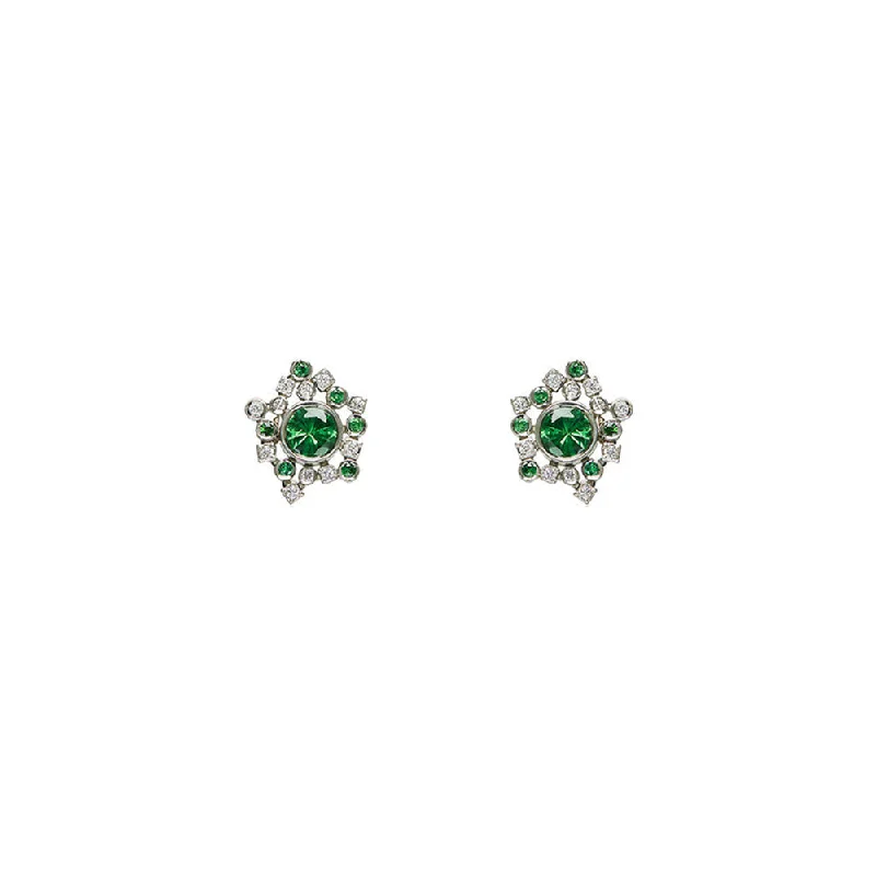 18 Karat White Gold Tsavorite and Diamond Earrings