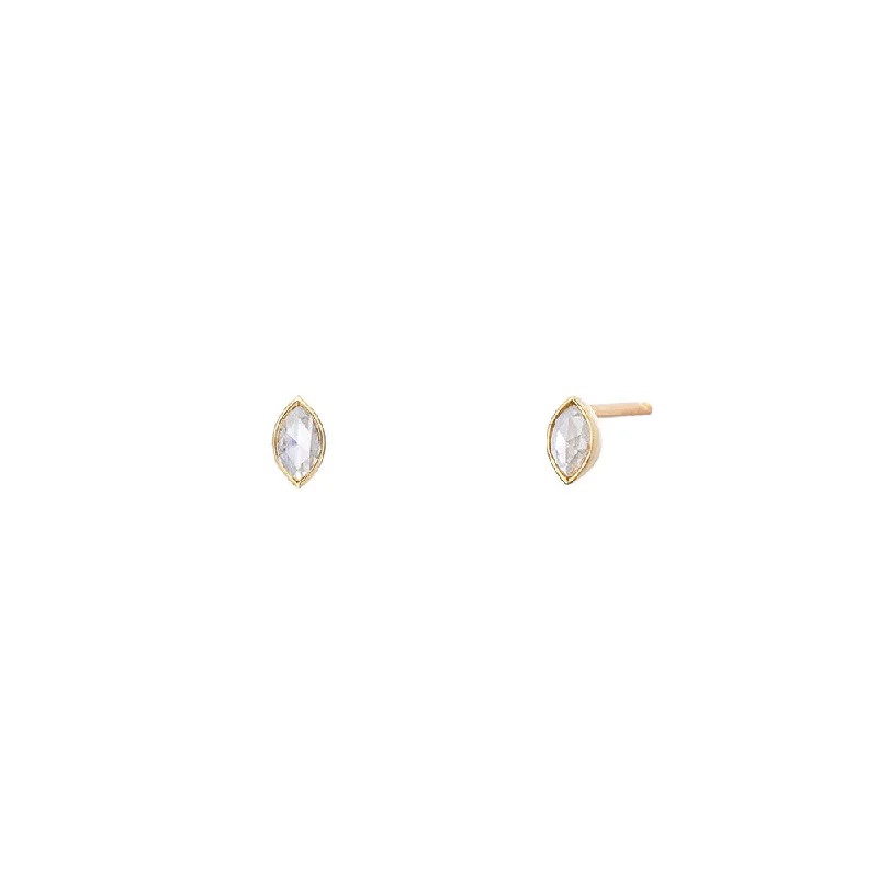 18 Karat Yellow Gold Reina Marquise Diamond Stud