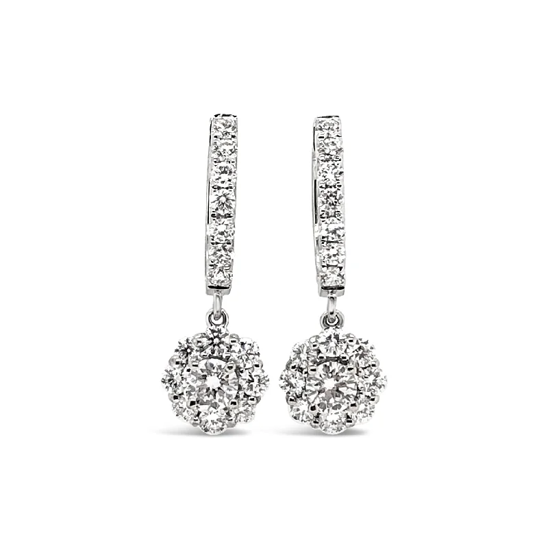 Forevermark White Gold Diamond Drop Halo Earrings