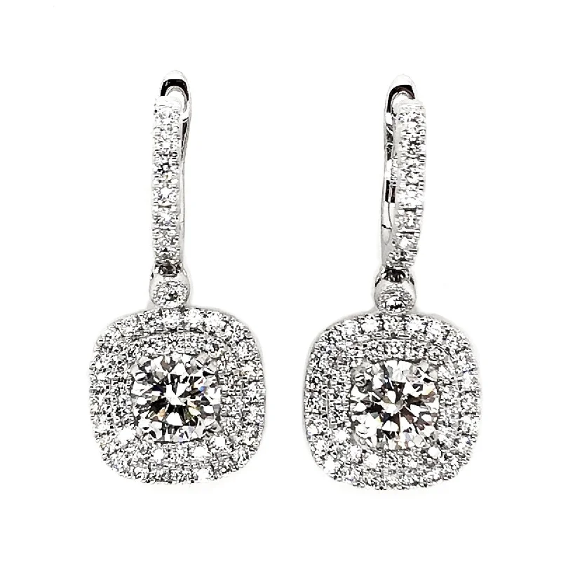 Forevermark White Gold Diamond Drop Halo Earrings