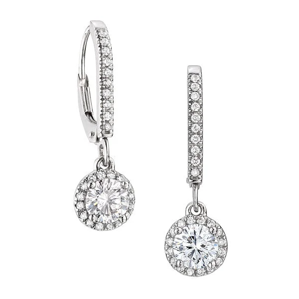 Forevermark White Gold Diamond Halo Drop Earrings