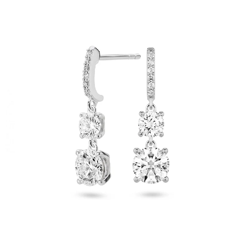 LIGHTBOX Lab Grown 2.00 Cttw. White Gold Diamond Droop Earrings