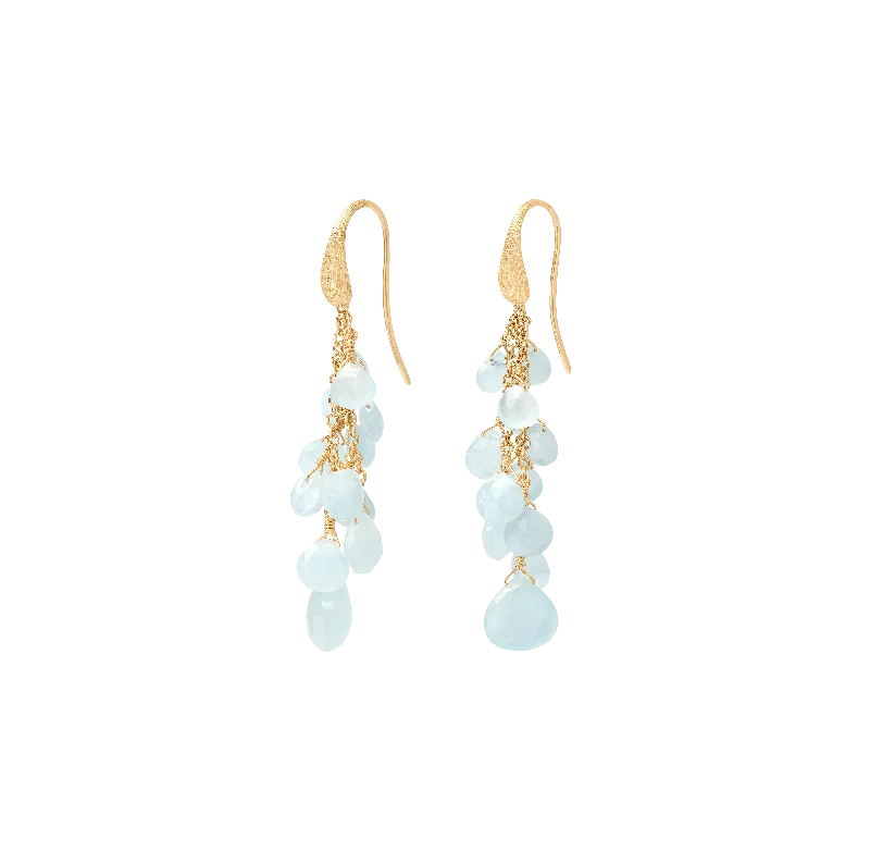 Marco Bicego Paradise Yellow Gold Aquamarine Dangle Earrings