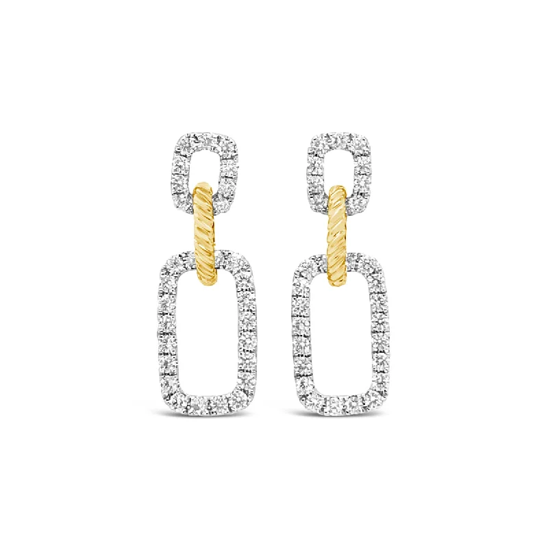 White/Yellow Gold Diamond Dangle Fashion Link Earrings