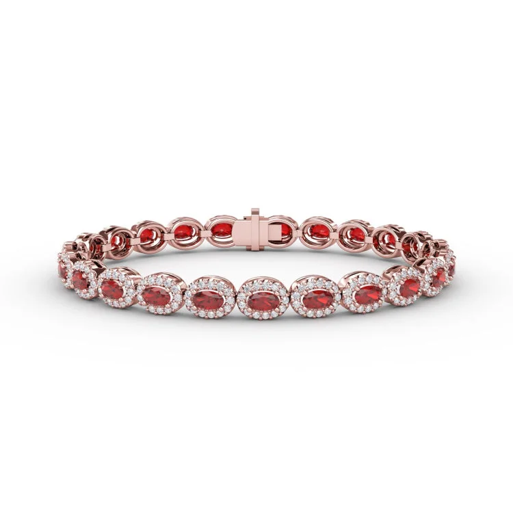 Striking Oval Ruby and Diamond Bracelet