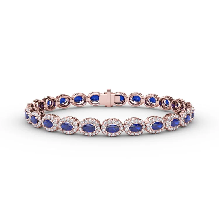 Striking Oval Sapphire and Diamond Bracelet