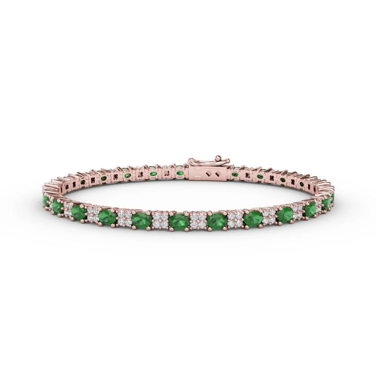 Alternating Emerald and Diamond Bracelet