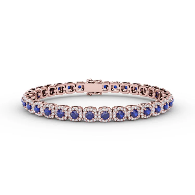 Cushion Cut Sapphire and Diamond Bracelet