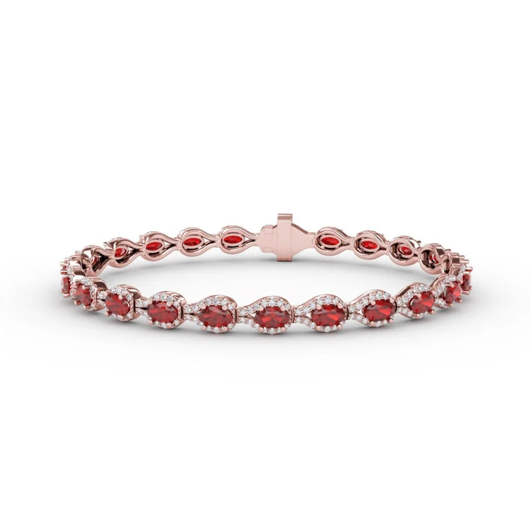 Pear-Shaped Diamond & Ruby Bracelet