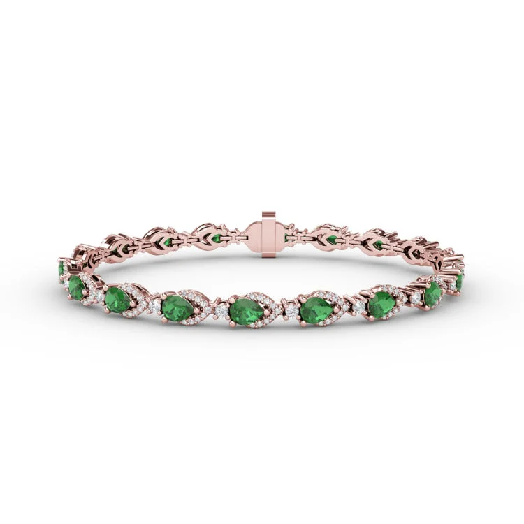 Pear-Shaped Emerald and Diamond Bracelet