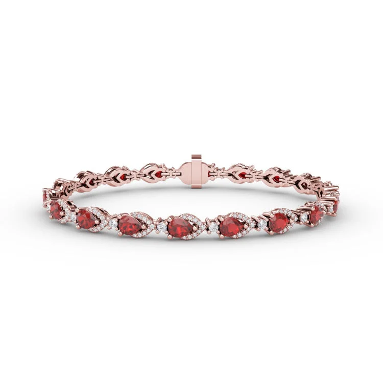 Pear-Shaped Ruby and Diamond Bracelet