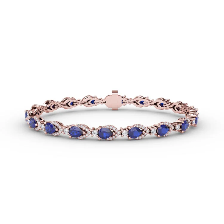 Pear-Shaped Sapphire and Diamond Bracelet