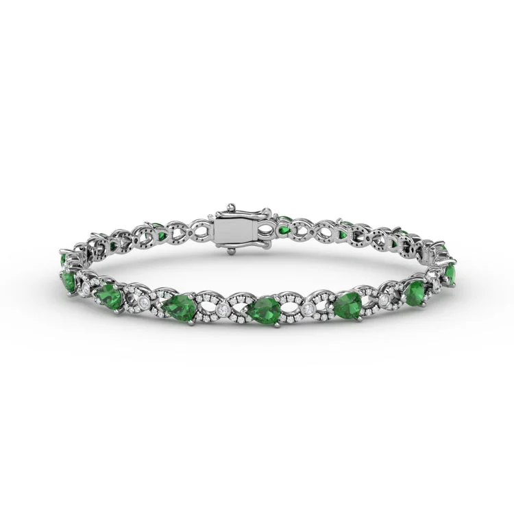 Emerald and Diamond Pear Shape Bracelet