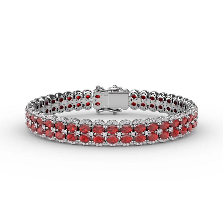 Double Oval Ruby and Diamond Bracelet