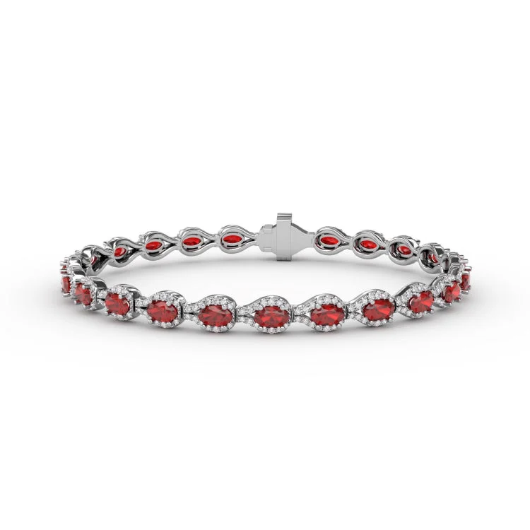 Pear-Shaped Diamond & Ruby Bracelet