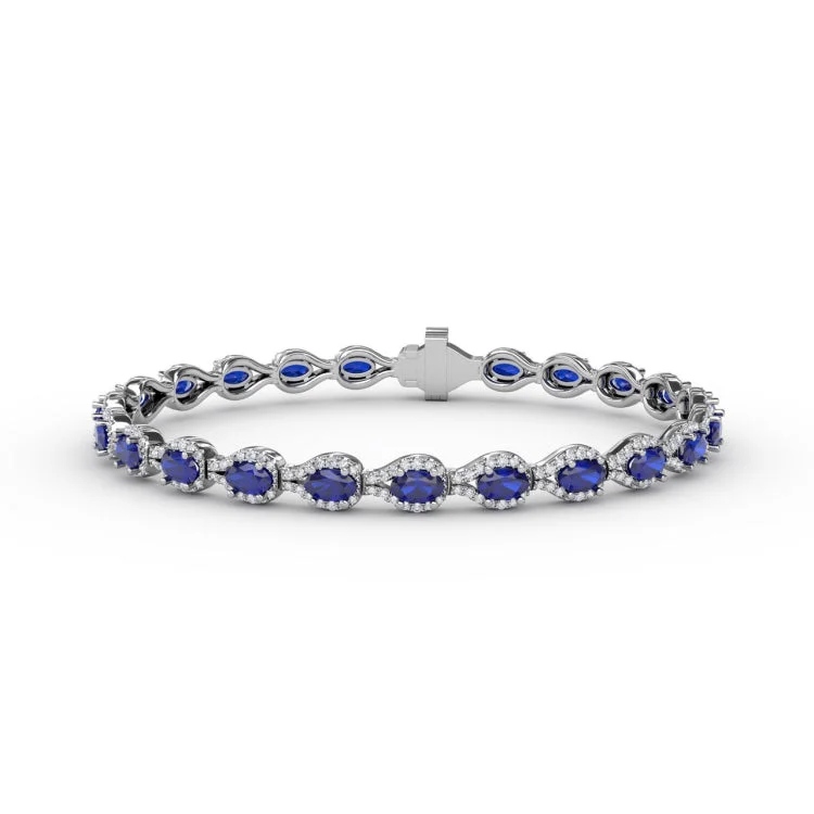 Pear-Shaped Diamond & Sapphire Bracelet