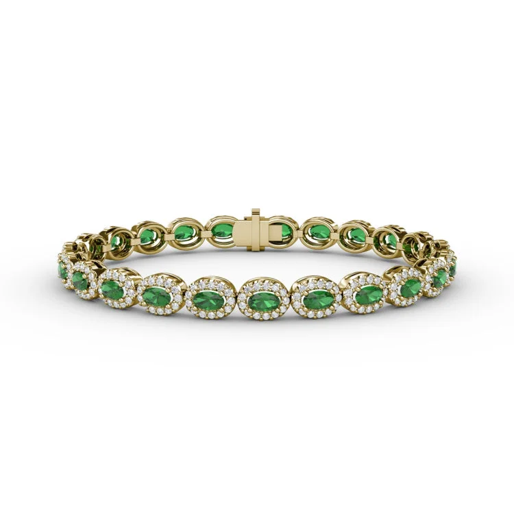 Striking Oval Emerald and Diamond Bracelet