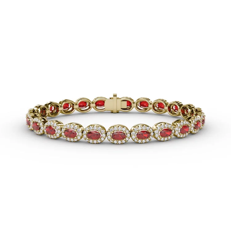 Striking Oval Ruby and Diamond Bracelet