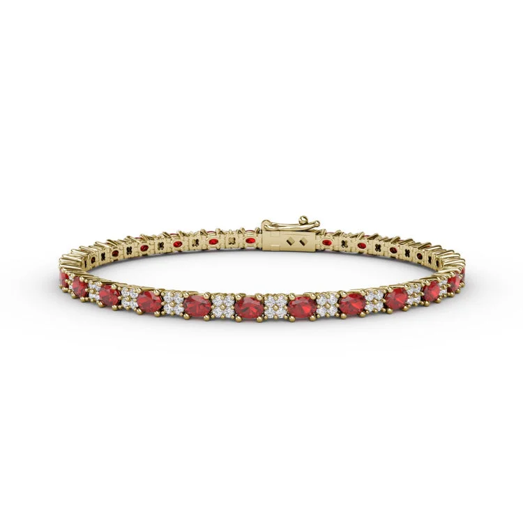 Alternating Ruby and Diamond Bracelet