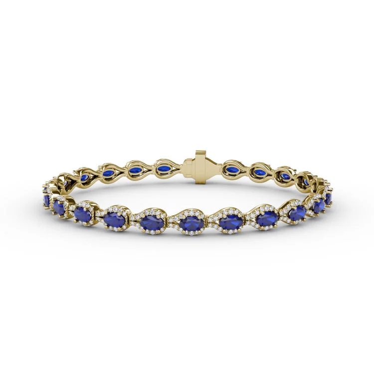 Pear-Shaped Diamond & Sapphire Bracelet