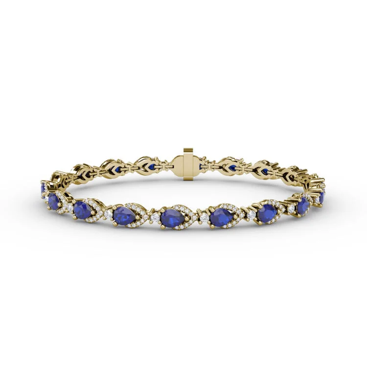 Pear-Shaped Sapphire and Diamond Bracelet