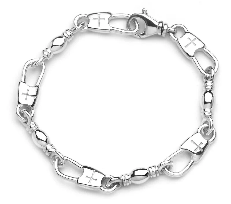 9mm Width & 8.25 inch Length Cross Bracelet with Swivel Lobster Clasp | Fisher of Men