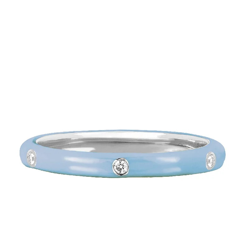 3 Diamond Enamel Stack Ring