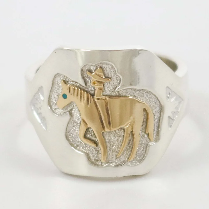 Gold on Silver Horse Ring