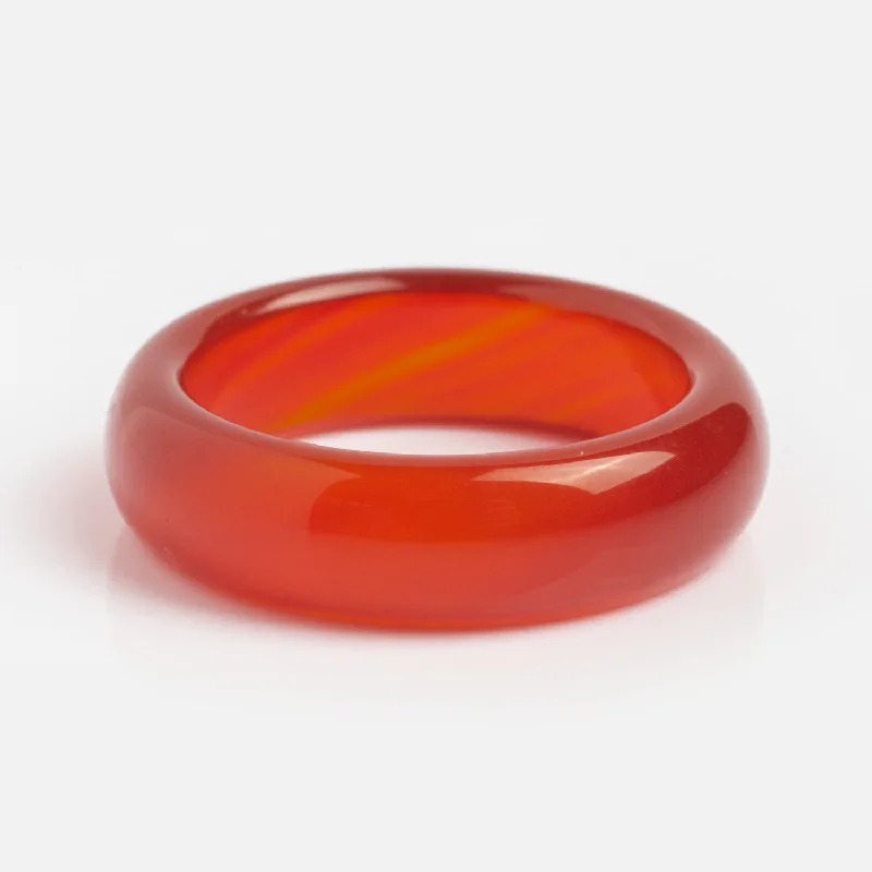 Persimmon Dark Orange Agate Stone Ring