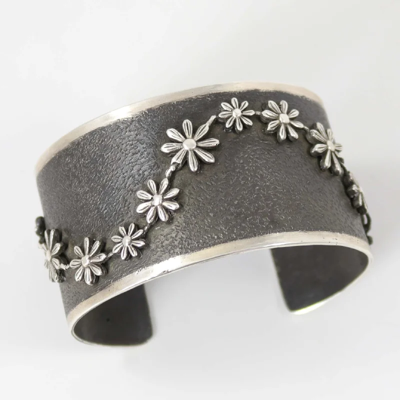 Silver Flower Cuff