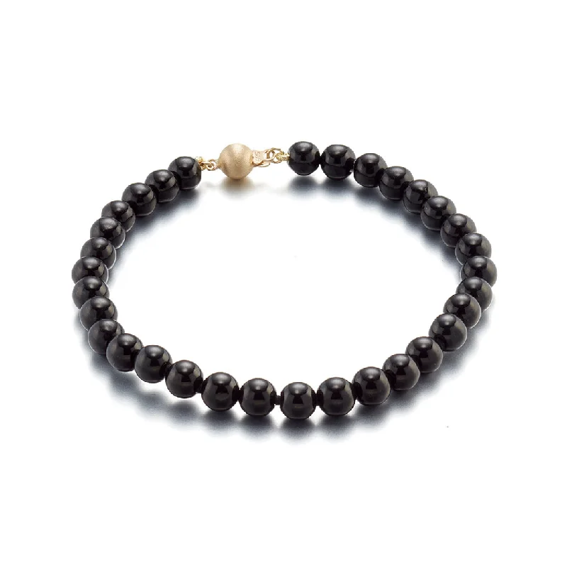 6mm Black Jade Bead Bracelet