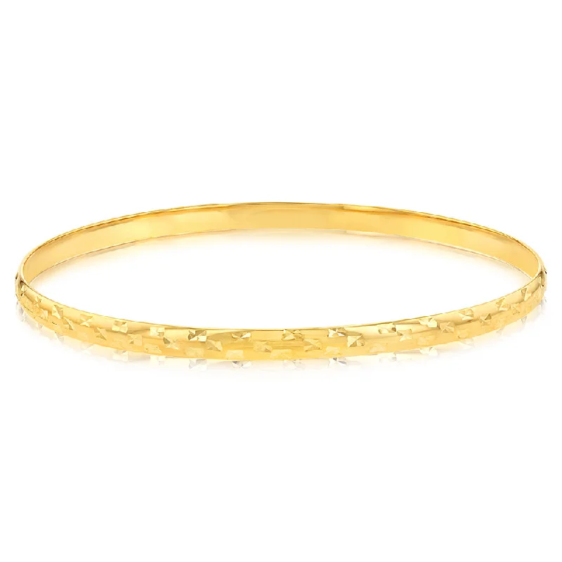 9ct Yellow Gold Diamond Cut 3.8mm Bangle