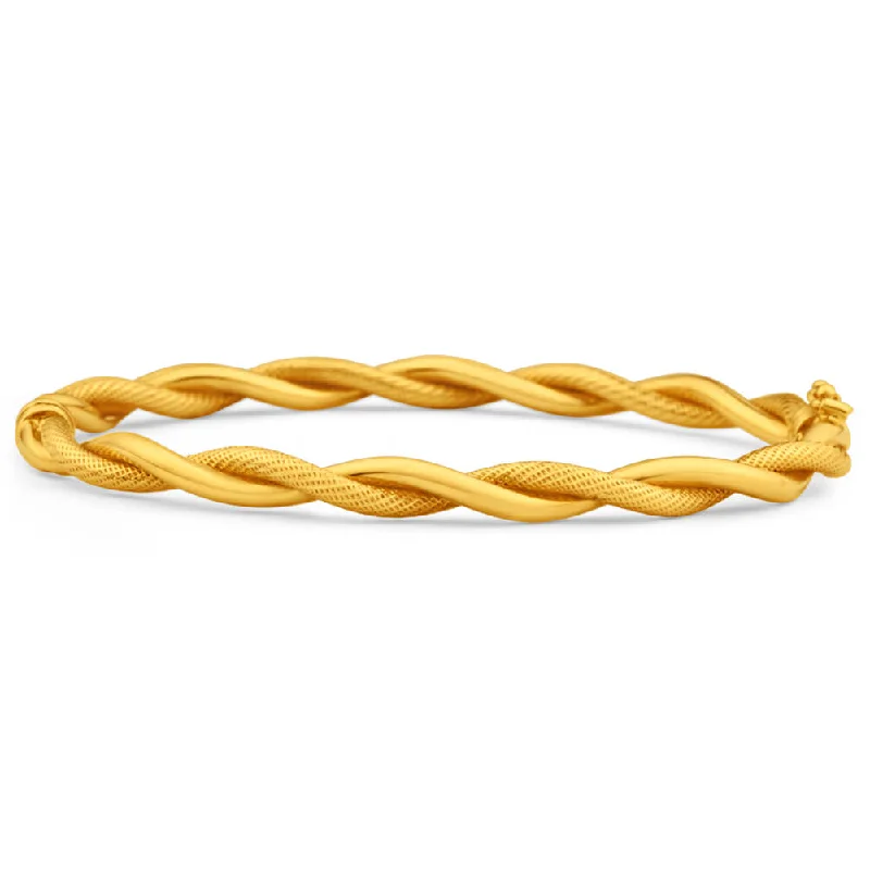 9ct Yellow Gold Twist Oval Bangle