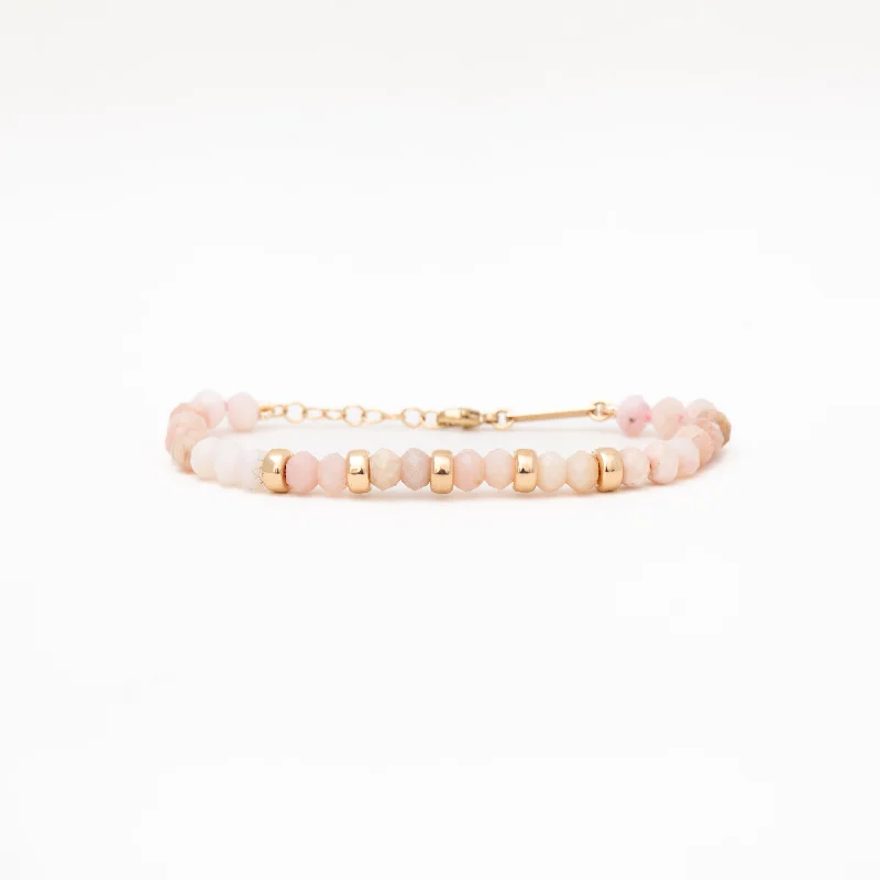 Faceted Pink Opal Rondelle Bead Bracelet