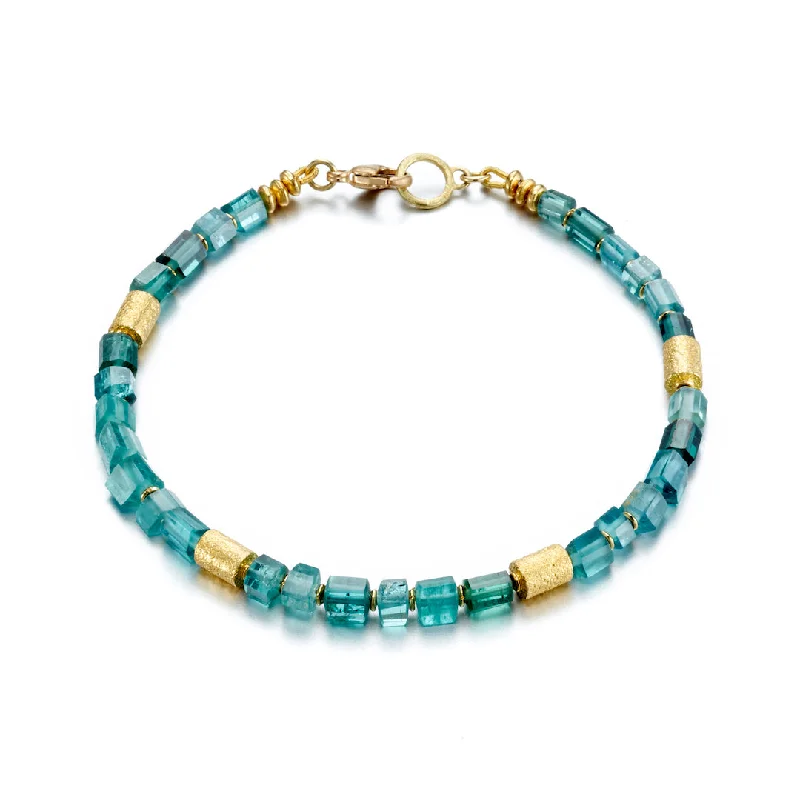 Indicolite Tourmaline Beaded Bracelet