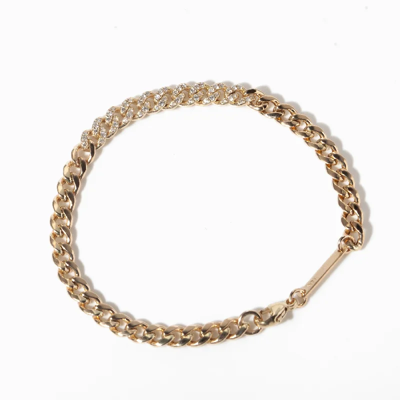 Medium Curb Chain Bracelet with Pavé Diamond