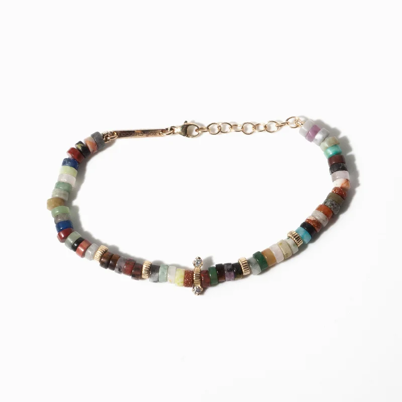 Mixed Gemstone Heishi Rondelle Bead Bracelet