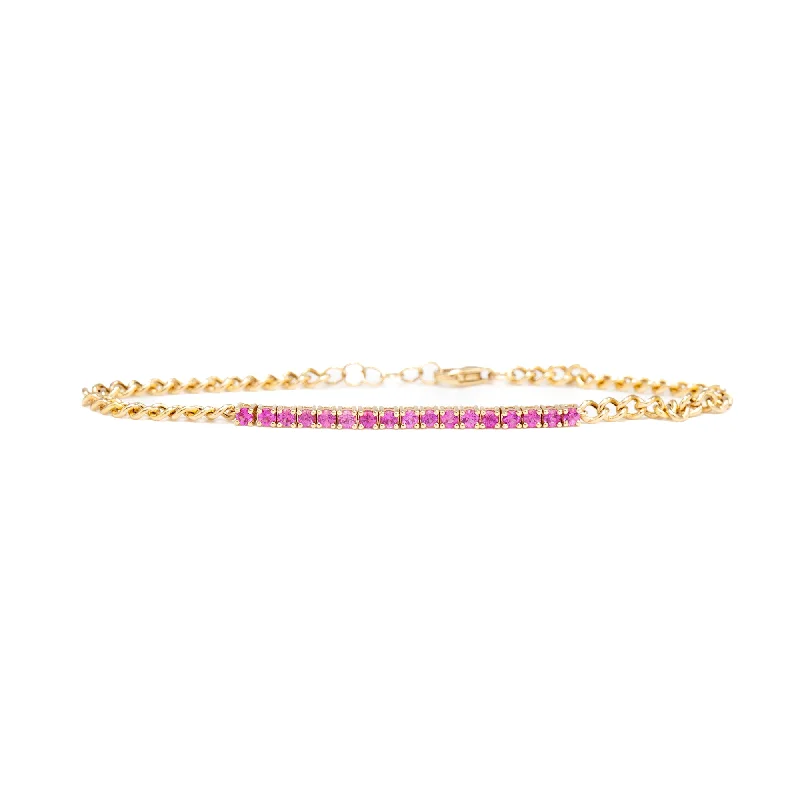 Pink Sapphire Cuban Link Bracelet